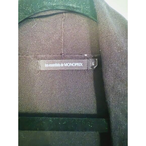 Les Essentiels de Monoprix Black Open Front Cardigan Large Minimal Quiet Luxury - Picture 5 of 6